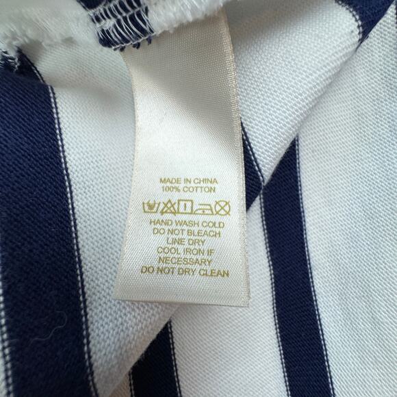 Kate Spade Tropez Navy Blue & White Nautical Striped Bow Detail Top Women's L - Picture 6 of 6
